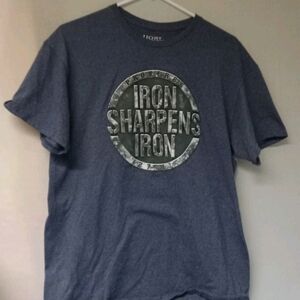 Men's Navy 'Iron Sharpens Iron' Short Sleeve Graphic Tee